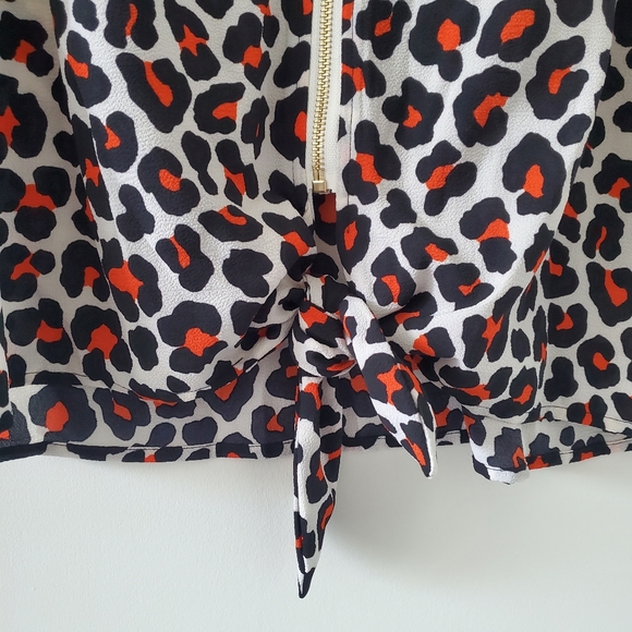 NWT Michael Kors Leopard Print Zip / Tie Blouse - Picture 3 of 8